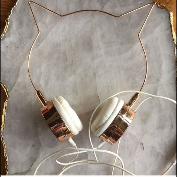 ?‍⬛ ? CRYSTAL ROSE Gold Cat Headphones! main image 8